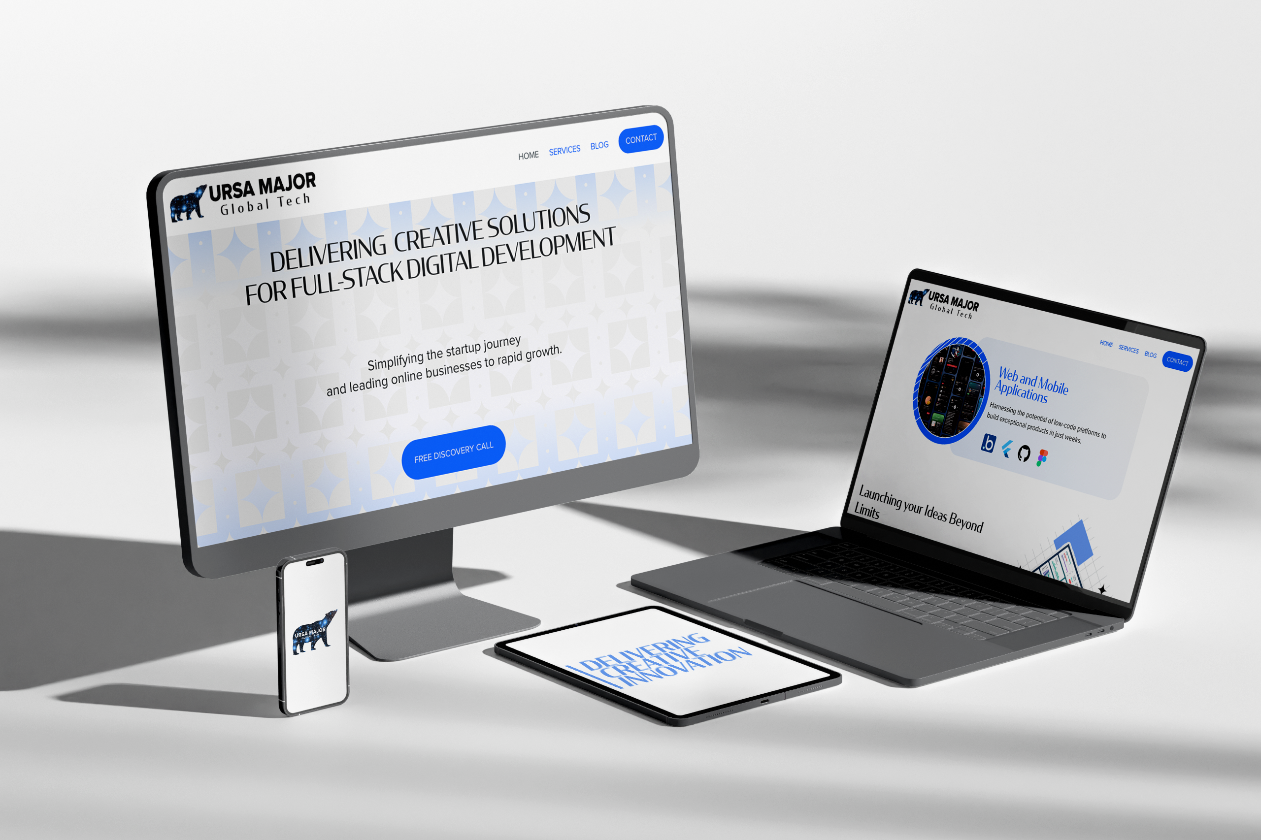 Ursa Major Global Tech brand and website mockup