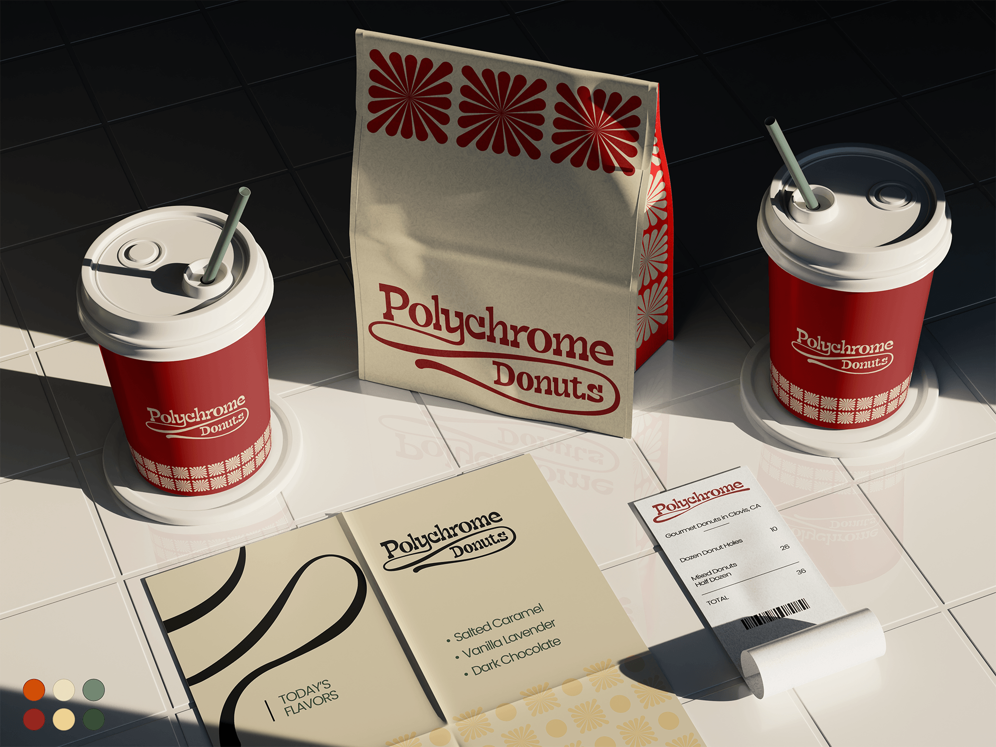 BRand and ,logo design for Polychrome Donuts