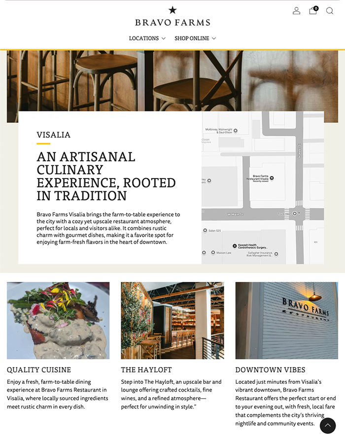 Mockups of Bravo Farms homepage design